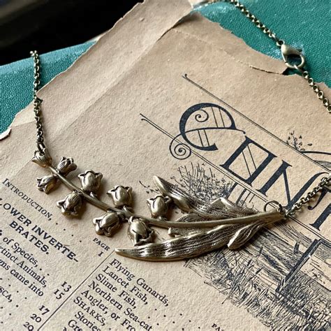 Lily Of The Valley Necklace In Brass Etsy