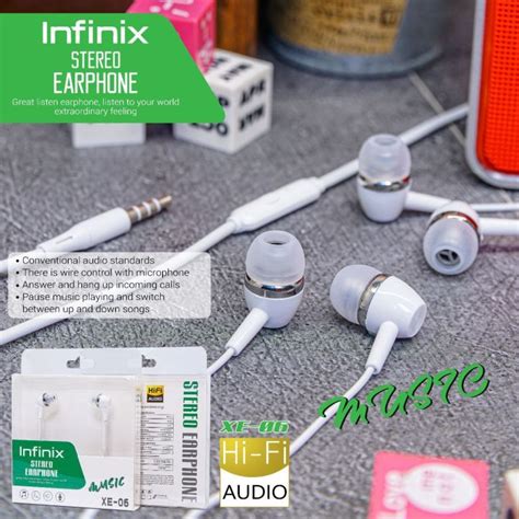 HEADSET INFINIX XE 06 STEREO ALL TIPE ORIGINAL HANDSFREE INFINIX HOT 9 PLAY HOT 10 HOT 10S HOT