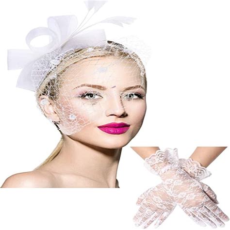 Fascinator Hat Bridal Lace With Glove Set 1000 Styles Free Shipping