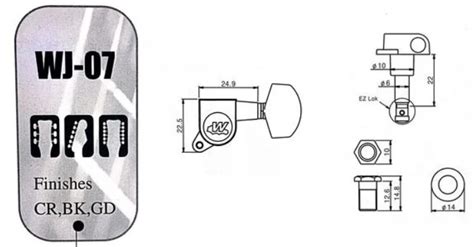 Wilkinson WJ-07 головки электрогитары тюнеры для ST или TL хром серебро ...