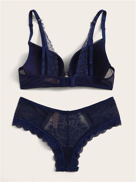 Contrast Lace Scallop Trim Underwire Lingerie Set Artofit