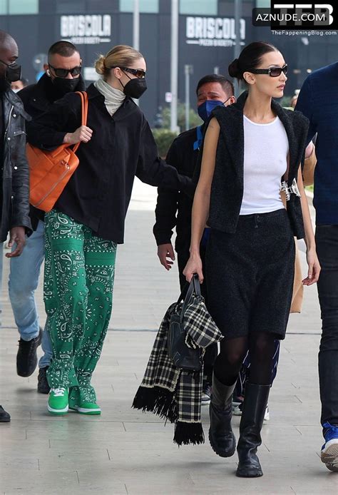 Bella Hadid Sexy Seen Braless Flaunting Her Hot Tits In Milan AZNude