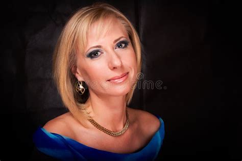 Blonde Girl On A Black Background Stock Photo Image Of Cosmetic