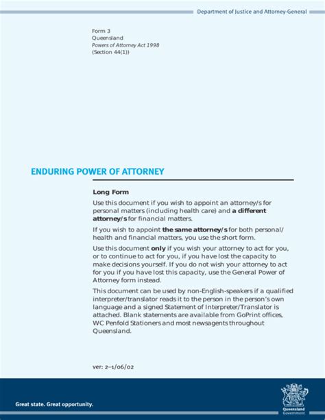 Sample Enduring Power Of Attorney Form Nsw Sample Power Of Attorney Blog