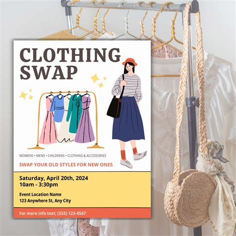 Editable Boho Clothing Swap Invite Template Bundle – Canva Flyer