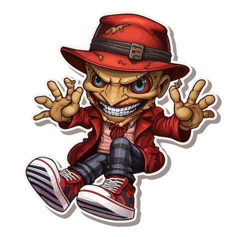 Premium Vector Scary Face Character In Red