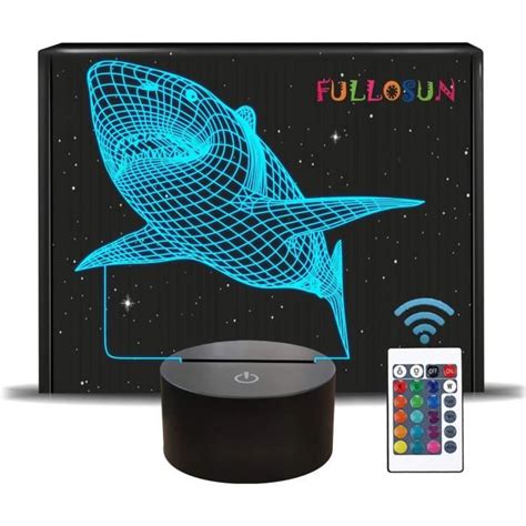 Lampe Illusion D Veilleuse De Requin Avec T L Commande Tactile