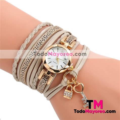 Reloj Pulsera Fulaida Beige Extensible Piel Sint Tica Caratula Dorada