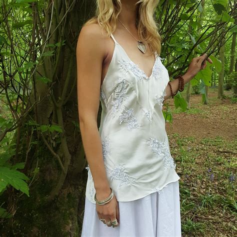 Pure Silk Satin Bias Cut Camisole Slip Knicker Set Beige Nude Vintage Style Unique Lingerie