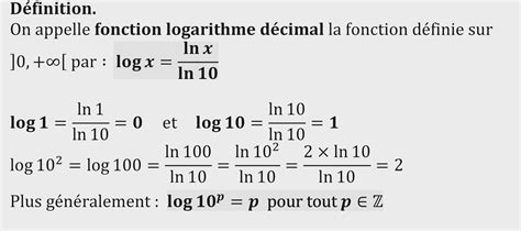 Fonction Logarithme Décimal Mathboxfr