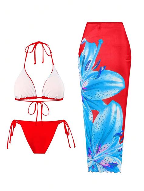 Swim Oasis Spring Break Women Piece Swimwear Set Spaghetti Strap Triangle Bikini Top