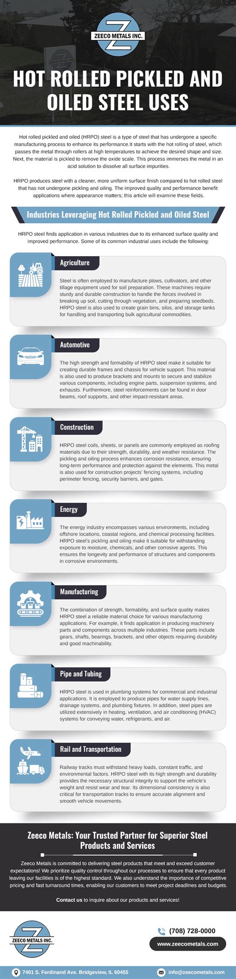 Hot Rolled Pickled And Oiled Steel Uses Zeeco Metals Inc