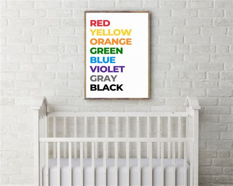 Colors in English Artwork Kids Room Printable Decornursery - Etsy