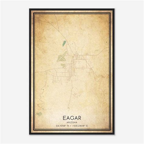 Vintage Eagar Arizona Map Poster Modern Home Decor Wall Art Print Custom Maps And Posters