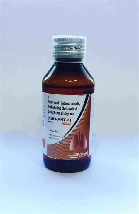 Edrant Pharmaceuticals Allopathic Ambroxol Hcl Terbutaline Sulphate Guaiphenesin Syrup For