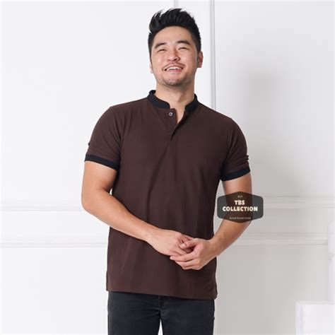 Jual Polo Shirt Pria Kaos Polo Pria Pendek Kerah Shanghai Polos Coklat