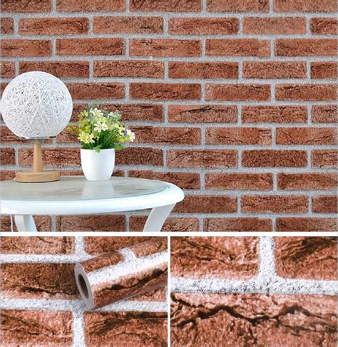 Jaasmo Royals Self Adhesive Wallpaper Rust Red Brown Brick Contact