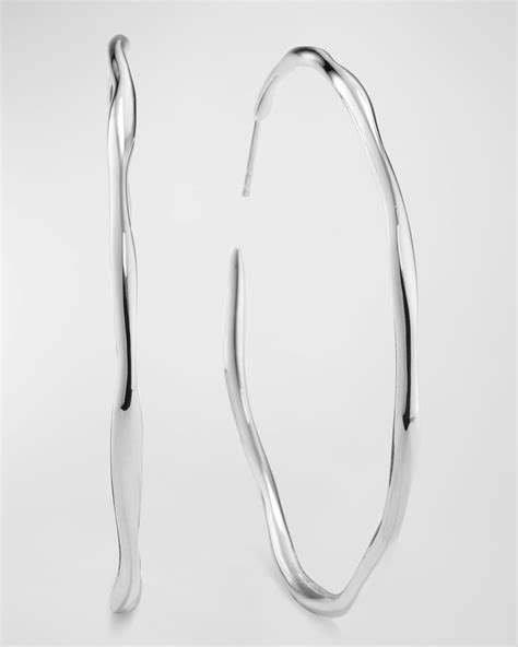 Ippolita Thick Hammered Round Hoop Earrings in Sterling Silver | Neiman