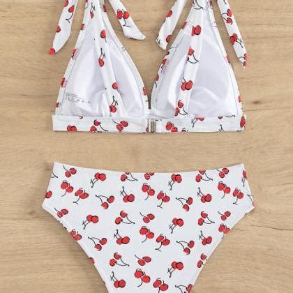 Sexy Fruit High Waisted Bikini Bow Tie Swimsuit On Luulla