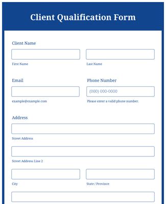 Client Qualification Form Template Jotform