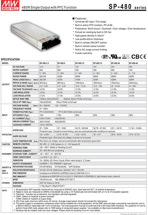 MEAN WELL Original SP 480 12 12V 40A Meanwell SP 480 12V 480W Single