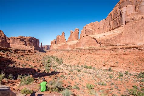 Park Avenue Trail And Courthouse Towers In Arches National Park Utah