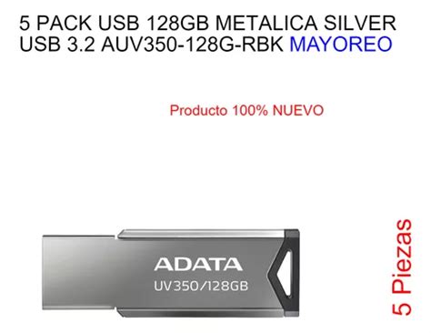 5 Pack Usb 128gb Metalica Silver Usb 3.2 Auv350-128g-rbk | Meses sin ...