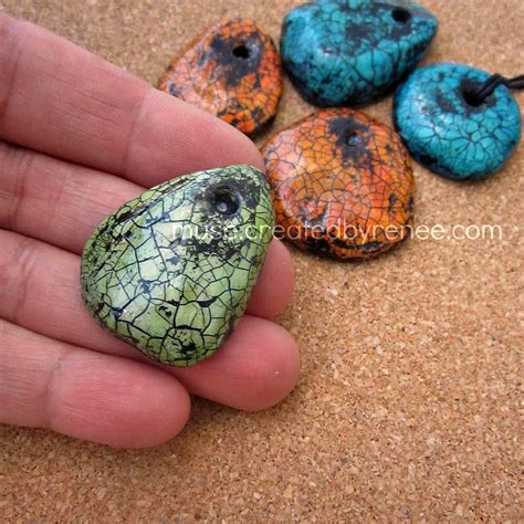 Set Of 5 Crackled Paper Mache Pendants In Assorted Colors On Storenvy