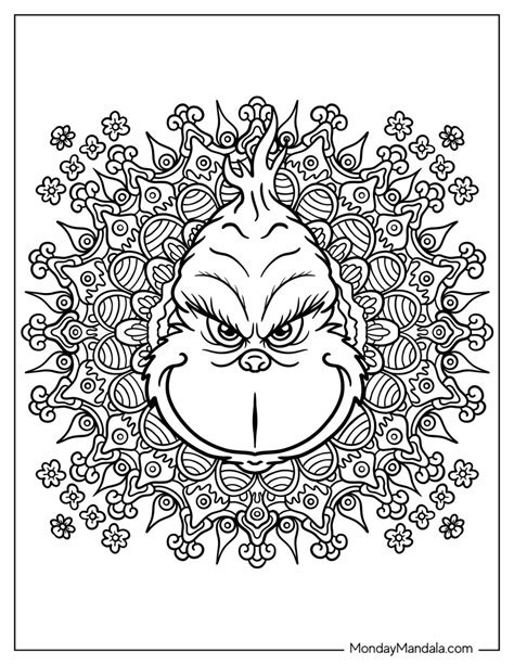 Grinch Face Coloring Pages Printable | Rossy Printable