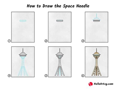 How To Draw The Space Needle Helloartsy