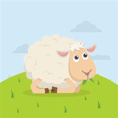 Cute Sheep Eating Grass 1734513 Vector Art At Vecteezy