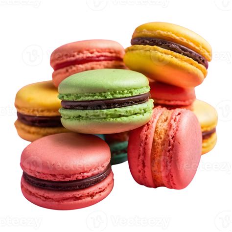 Ai Generated Vibrant Macaroons On Transparent Background Isolated