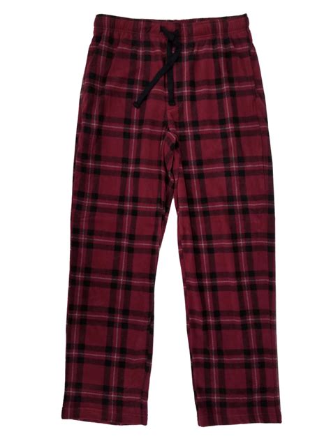 Croft And Barrow Mens Burgundy Plaid Brushed Fleece Sleep Lounge Pants