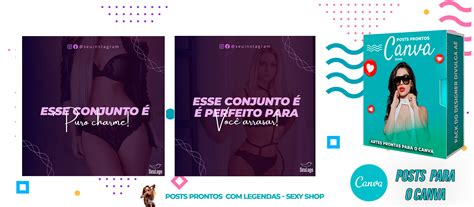 Pack De Posts Prontos Sex Shop E Venda De Lingerie Legendas No Canva Divulga A