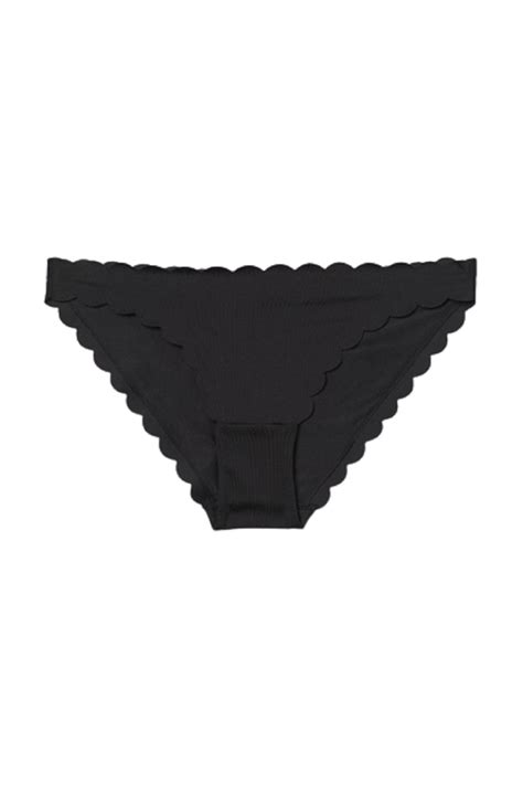 Jessica Simpson Womens Scalloped Edge Bikini Bottoms Black Small Walmart