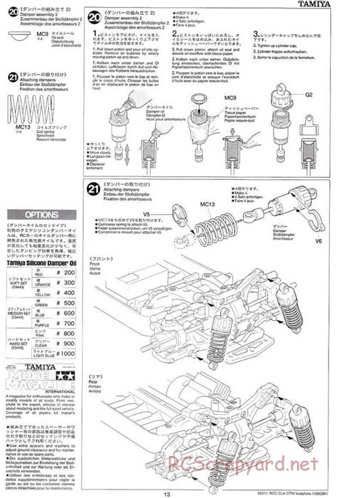 Tamiya 58310 Manual Mercedes Benz CLK DTM Team Vodafone AMG TB