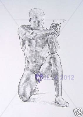 Original Drawing Figure Study Male Nude