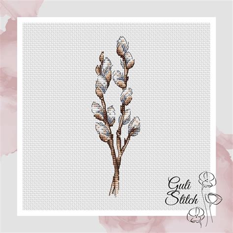 Botany Pussy Willow Cross Stitch Pattern Code GS 098 Guli Stitch