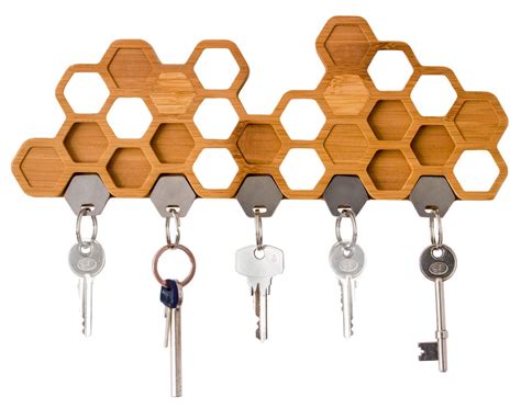 Honeycomb Magnetic Key Holder A Unique Bamboo Wall Mounted | Etsy | Key ...