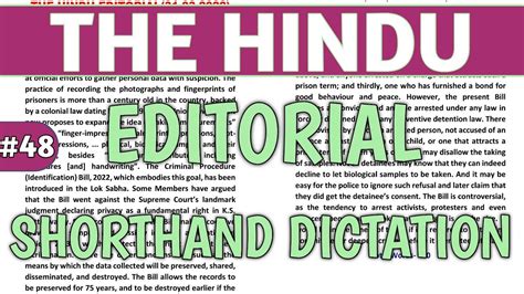 The Hindu Editorial Shorthand Dictation Wpm Engliah