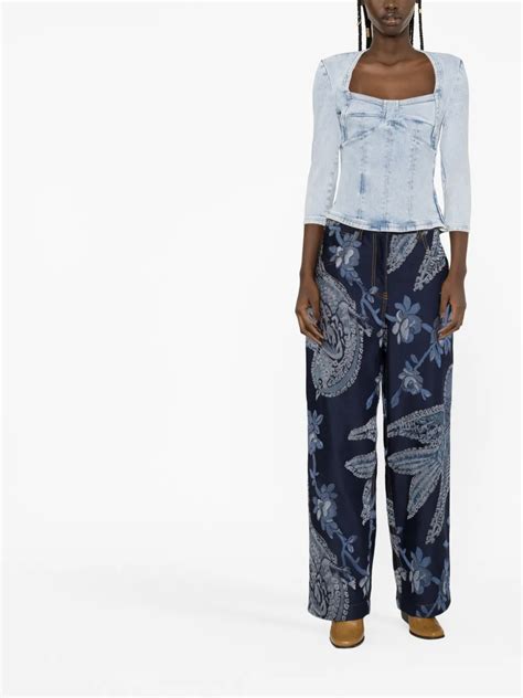 ISABEL MARANT corset-style Denim Top | Blue | FARFETCH
