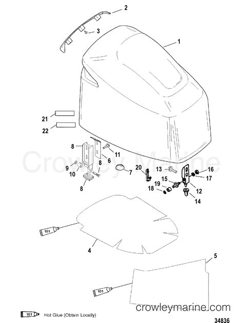 TOP COWL 1999 Outboard 200DFI CXL 7200484HD Crowley Marine