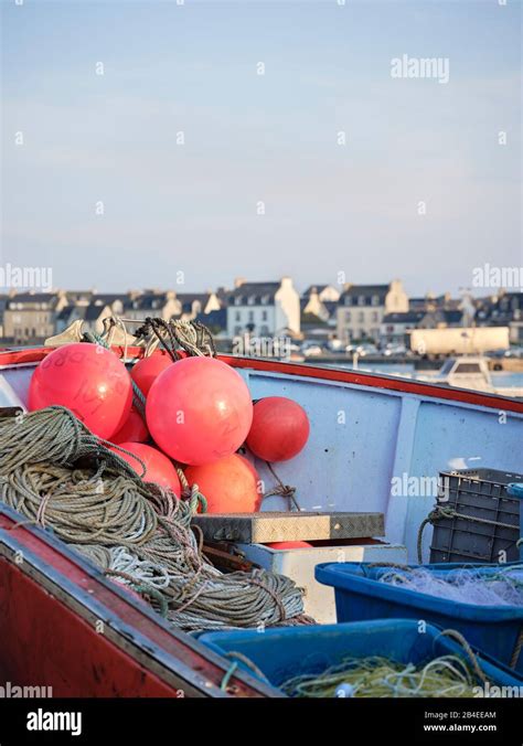 Red Luminous Buoys In A Fishing Boat In The Harbor Of Roscoff In