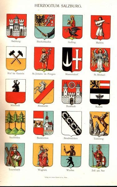 the coat of arms of different countries are depicted in this book ...