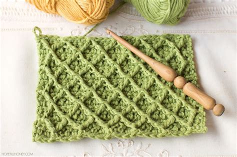 How To Crochet The Diamond Stitch Easy Tutorial Hopeful Honey