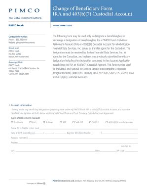 Fillable Online Change Of Beneficiary Form Ira And B Custodial