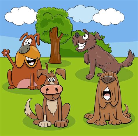 Desenhos Que Cachorro Gosta - Cães brincalhões de desenhos animados e personagens de cachorros em um ...