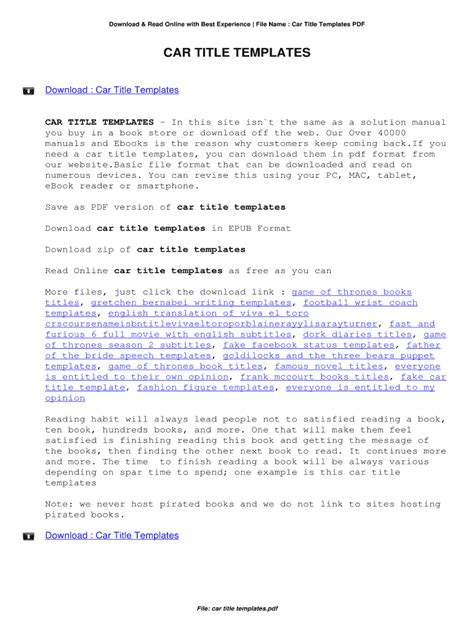 fillable  car title templates car title templates fax email