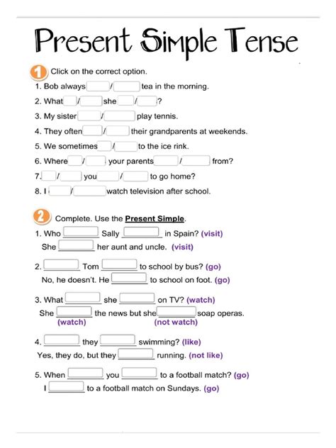 Exercícios Sobre Simple Present