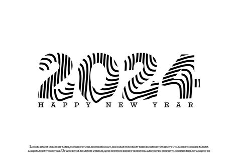 2024 Happy New Year Template With Black And White Letter Logo For